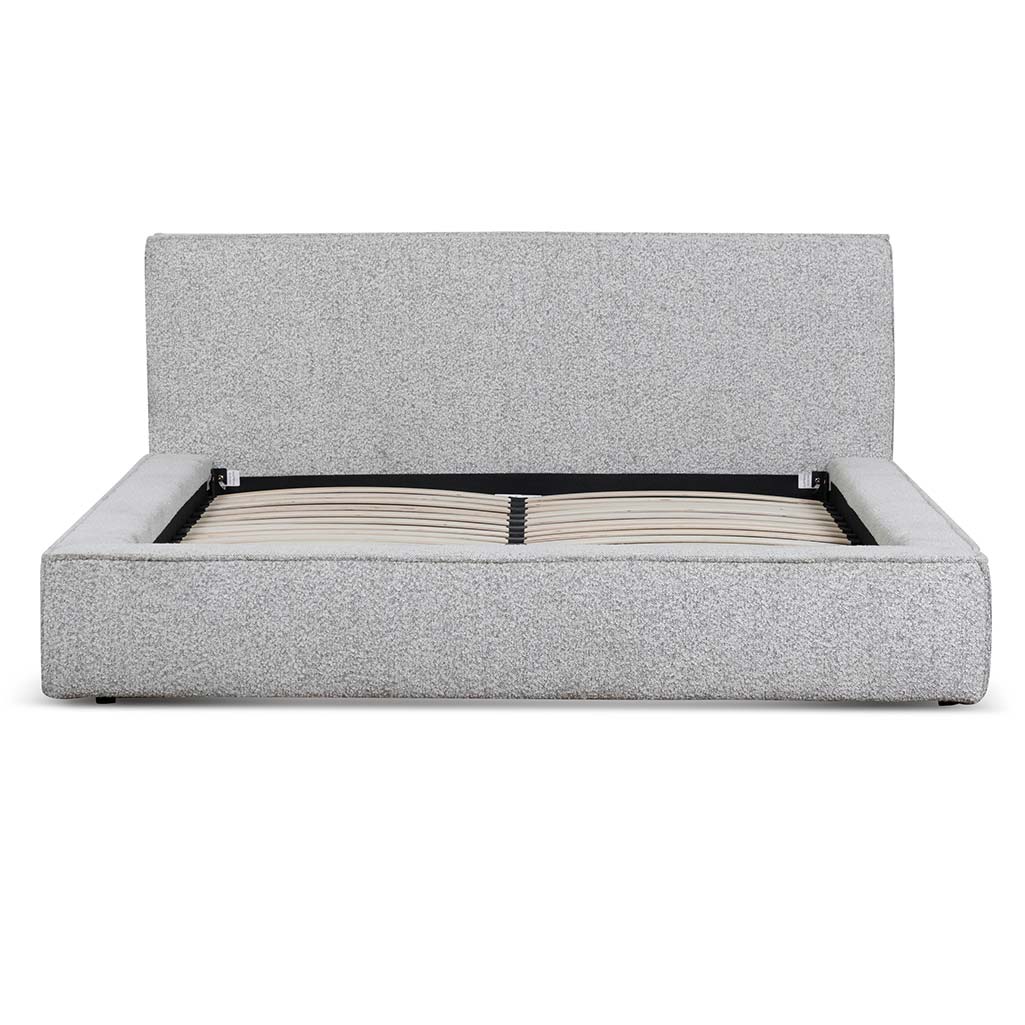Aggie Queen Sized Bed Frame - Pepper Boucle