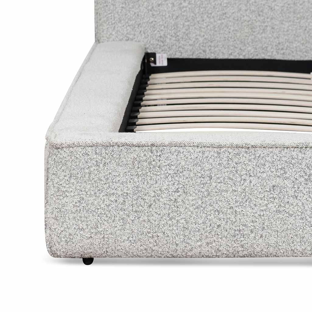 Aggie Queen Sized Bed Frame - Pepper Boucle