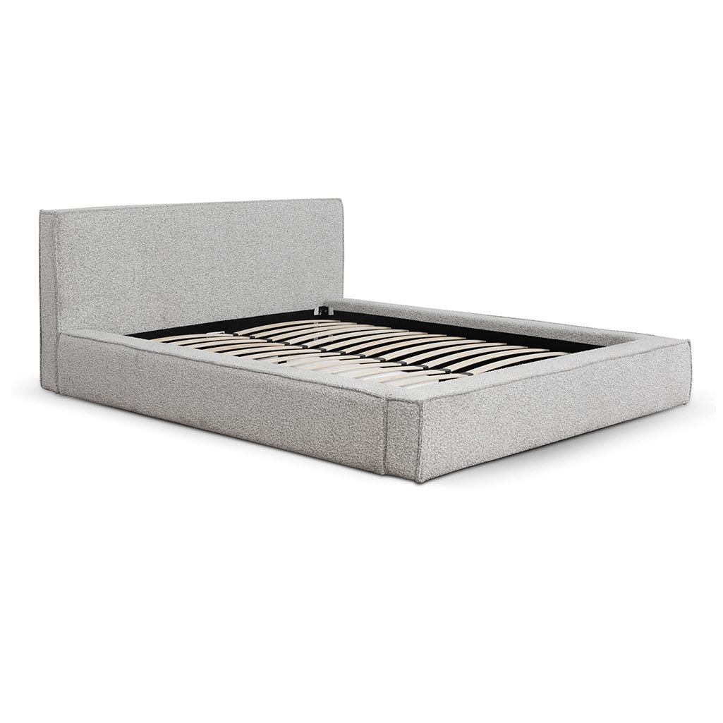 Aggie Queen Sized Bed Frame - Pepper Boucle