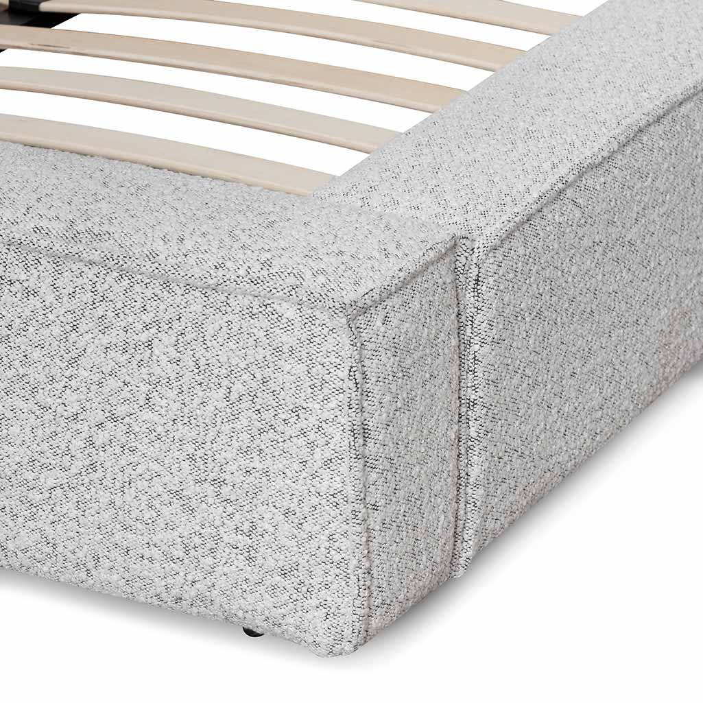 Aggie Queen Sized Bed Frame - Pepper Boucle