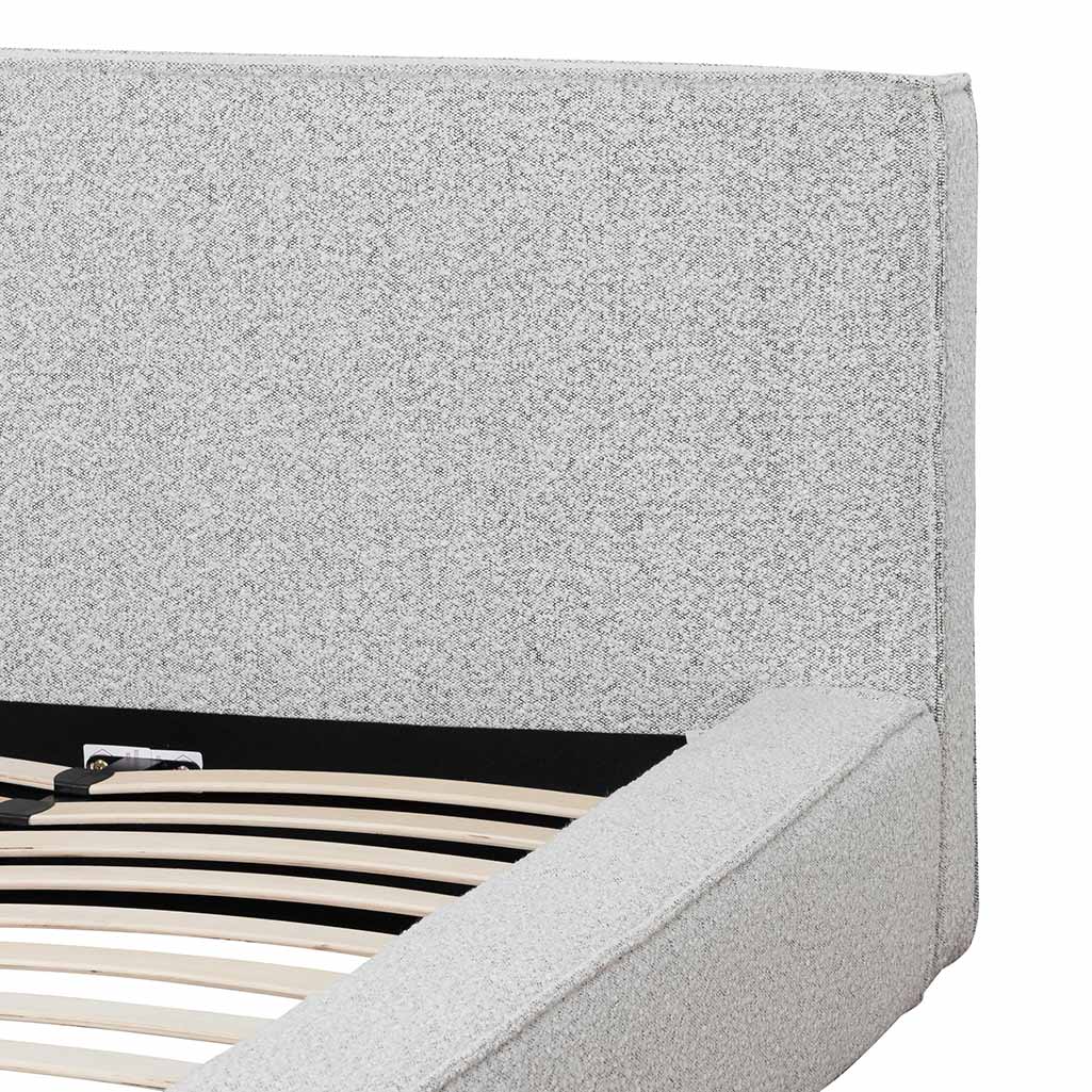 Aggie Queen Sized Bed Frame - Pepper Boucle