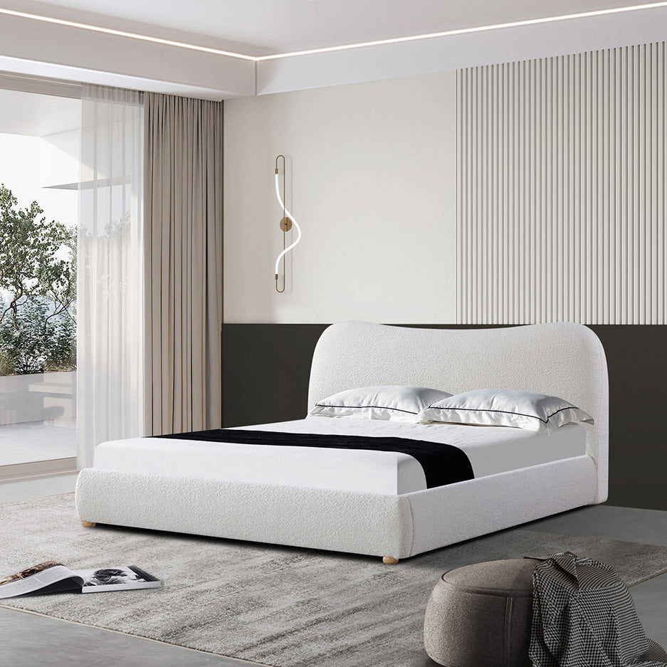 Cloud King Bed Frame - Cream White Boucle