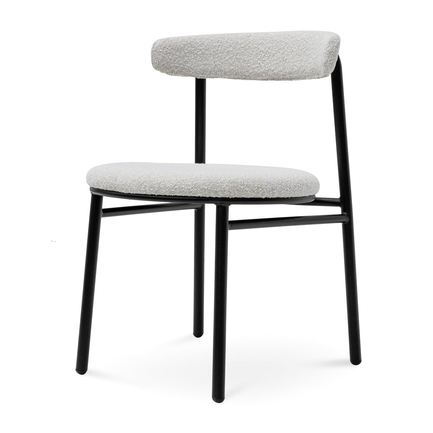 The Zara Dining Chair - Moon White Boucle with Black Legs (Set of 2)
