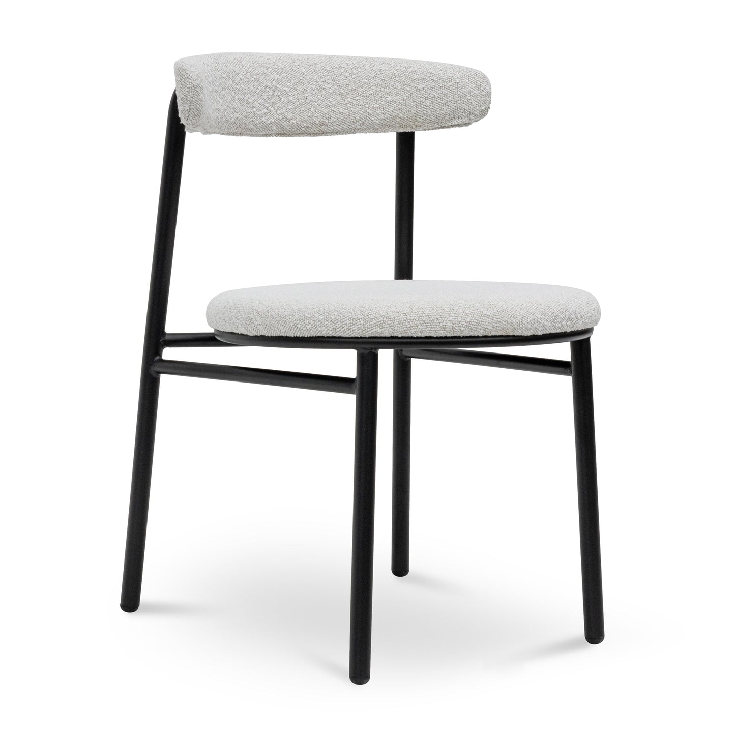 The Zara Dining Chair - Moon White Boucle with Black Legs (Set of 2)
