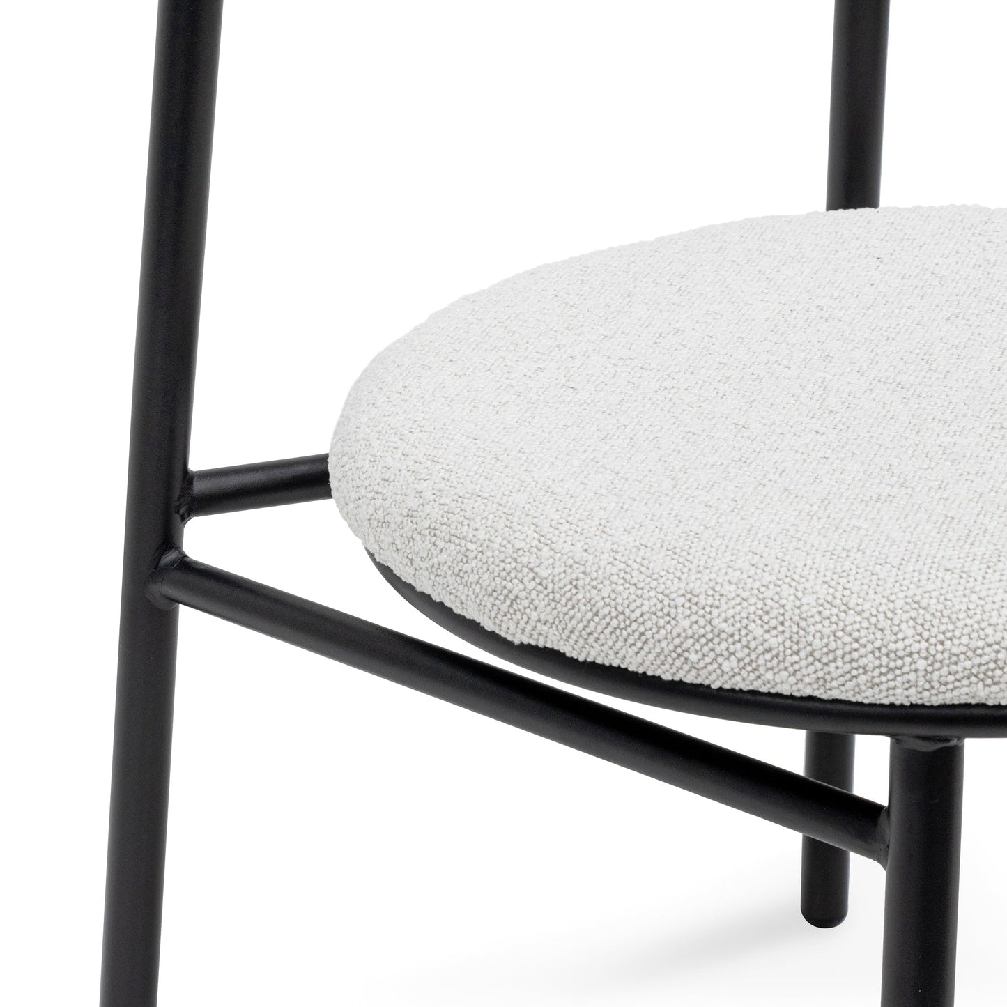 The Zara Dining Chair - Moon White Boucle with Black Legs (Set of 2)