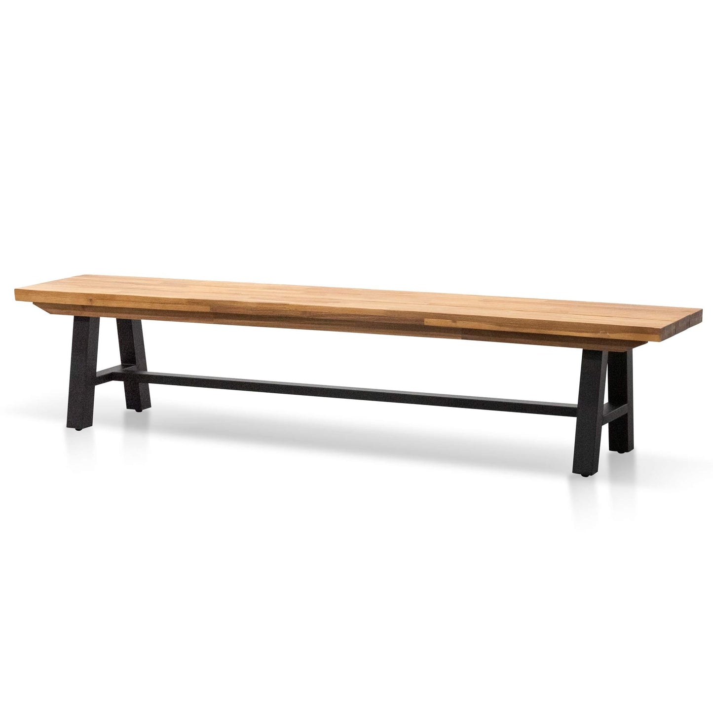 Archer Outdoor Wooden Bench - Natural Top and Black Legs