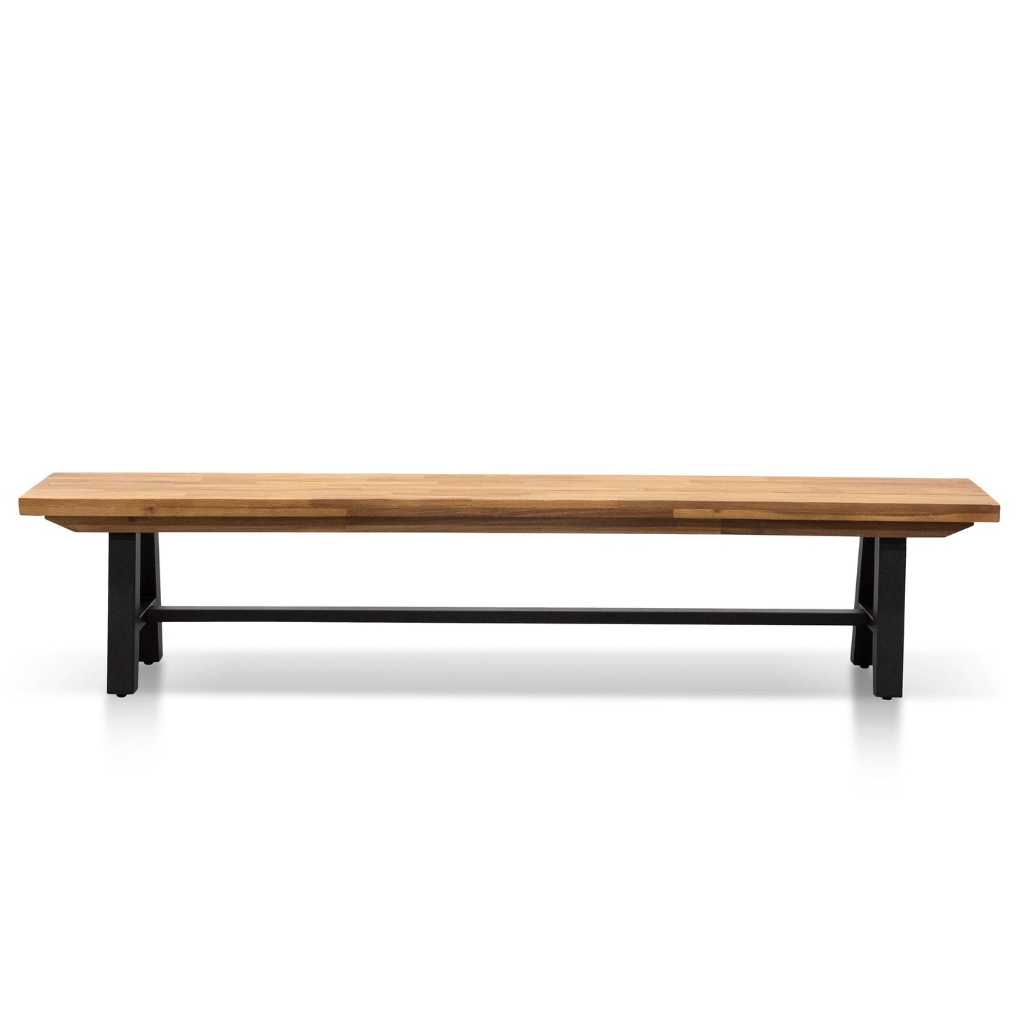 Archer Outdoor Wooden Bench - Natural Top and Black Legs