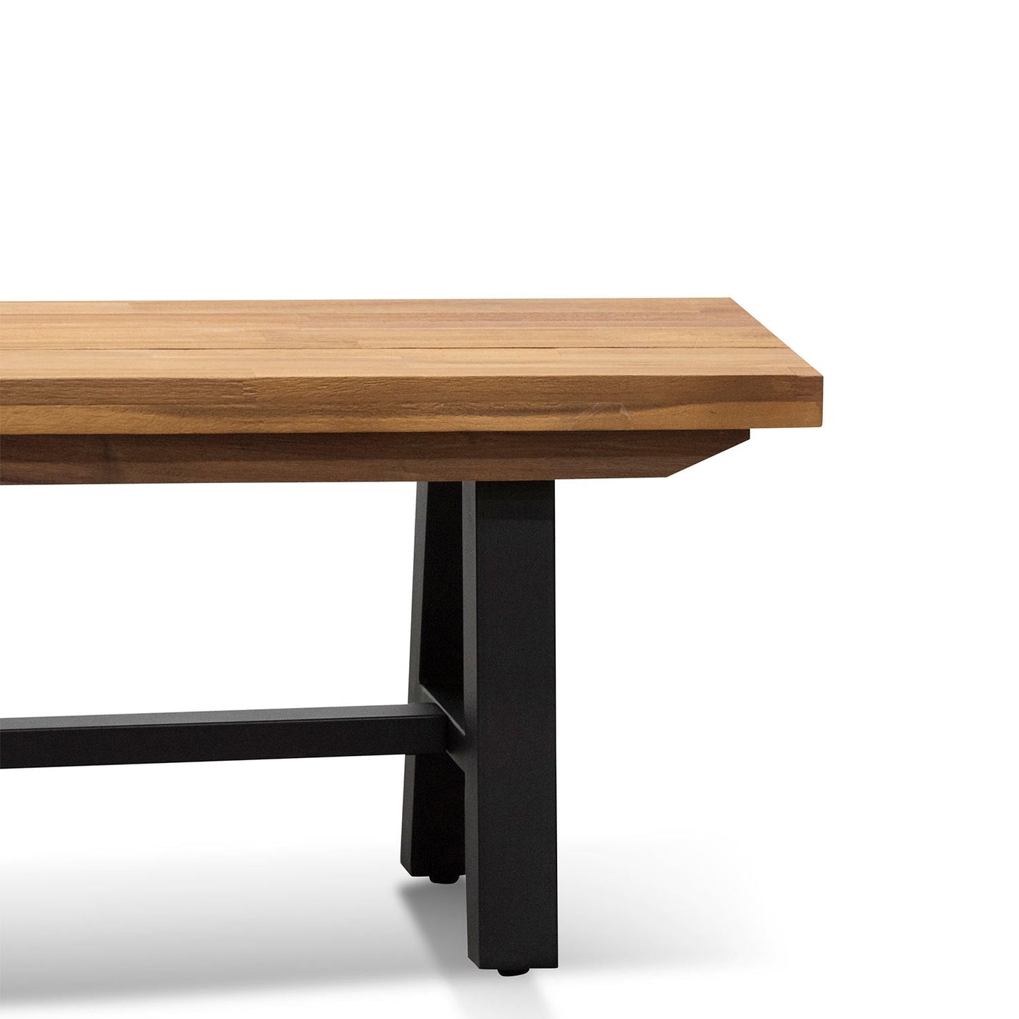 Archer Outdoor Wooden Bench - Natural Top and Black Legs