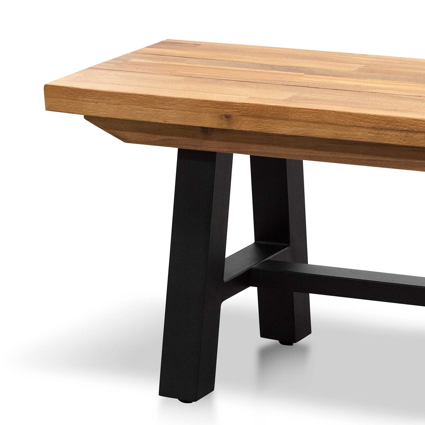 Archer Outdoor Wooden Bench - Natural Top and Black Legs