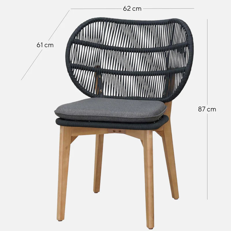 Lilly Outdoor Dining Chair - Anthracite Grey Cushion (Set of 2)