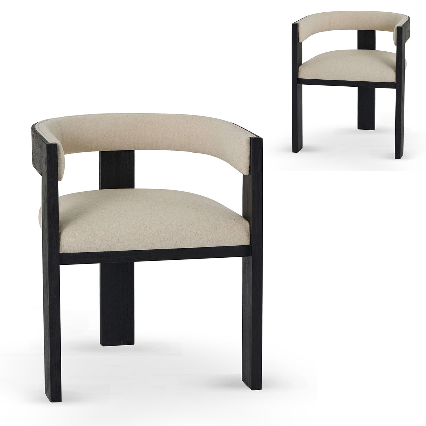 Eli Black ELM Dining Chair - Light Beige (Set of 2)