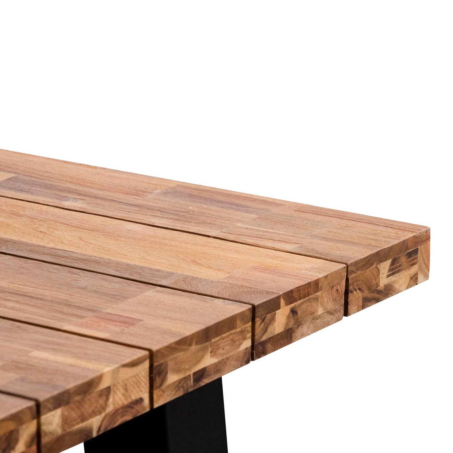 Vincent Outdoor Dining Table - Natural Top and Black Base