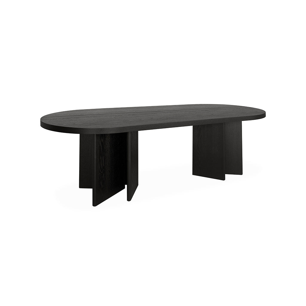 Lennox 2.4m Pill Shape Dining Table - Textured Espresso Black