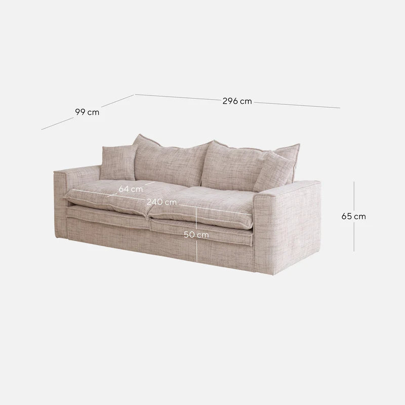 Hampton - 3 Seater Fabric Sofa - Cream