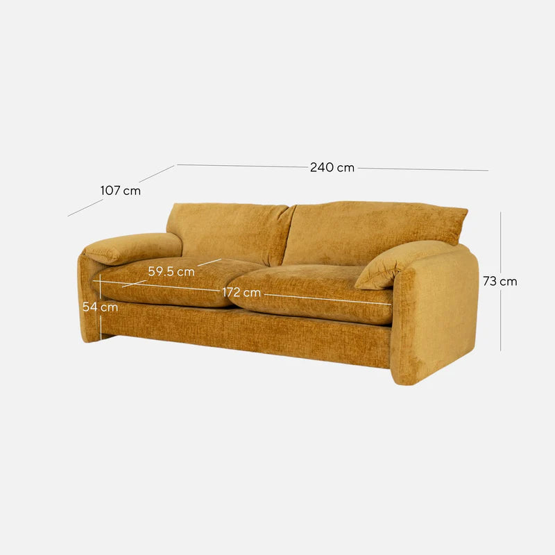 The Ted - 3 Seater Fabric Sofa in Ochre
