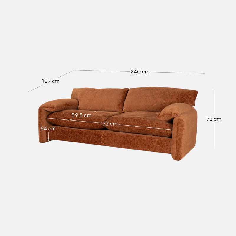 The Ted - 3 Seater Fabric Sofa in Pumpkin