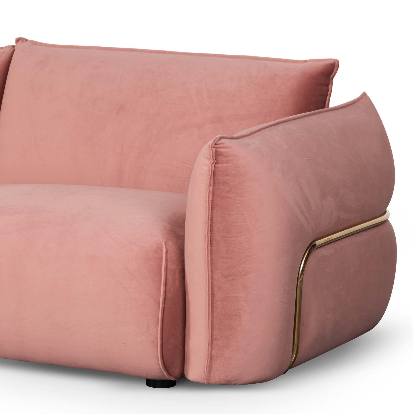 Feyre - Blush Pink 3 Seater Sofa Velvet With Brass Frame