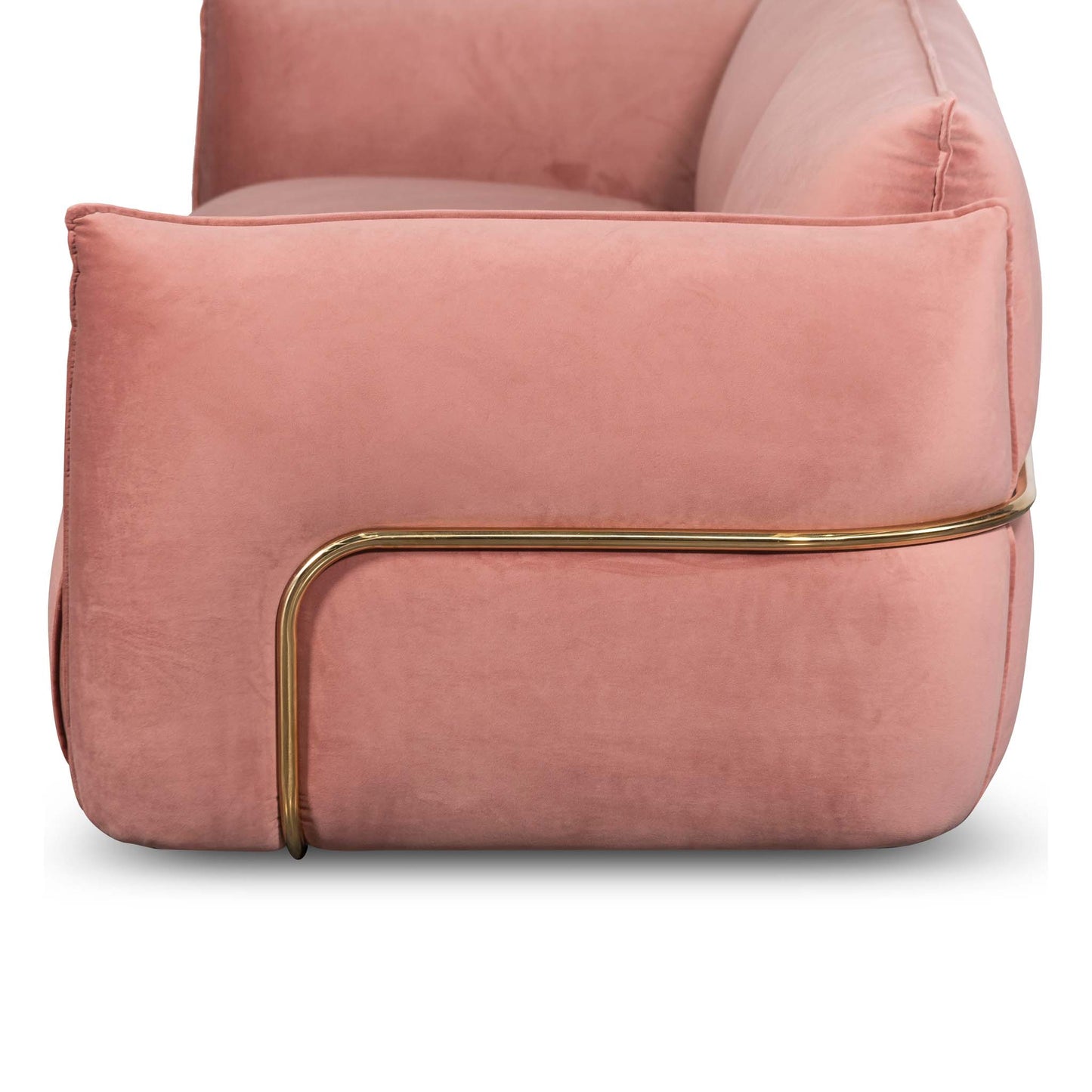 Feyre - Blush Pink 3 Seater Sofa Velvet With Brass Frame