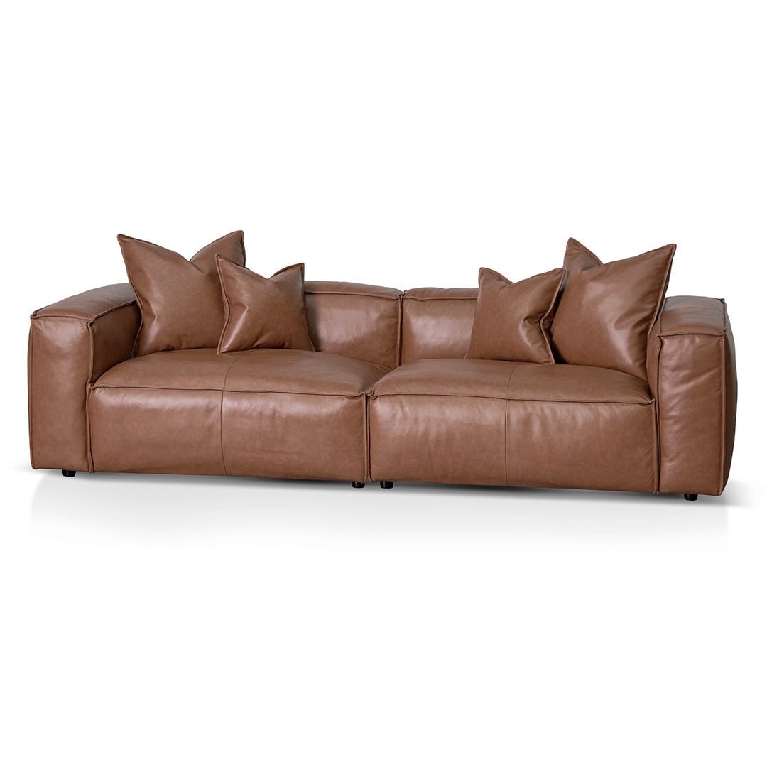Luxe - 4 Seater Sofa with Cushion and Pillow - Caramel Brown