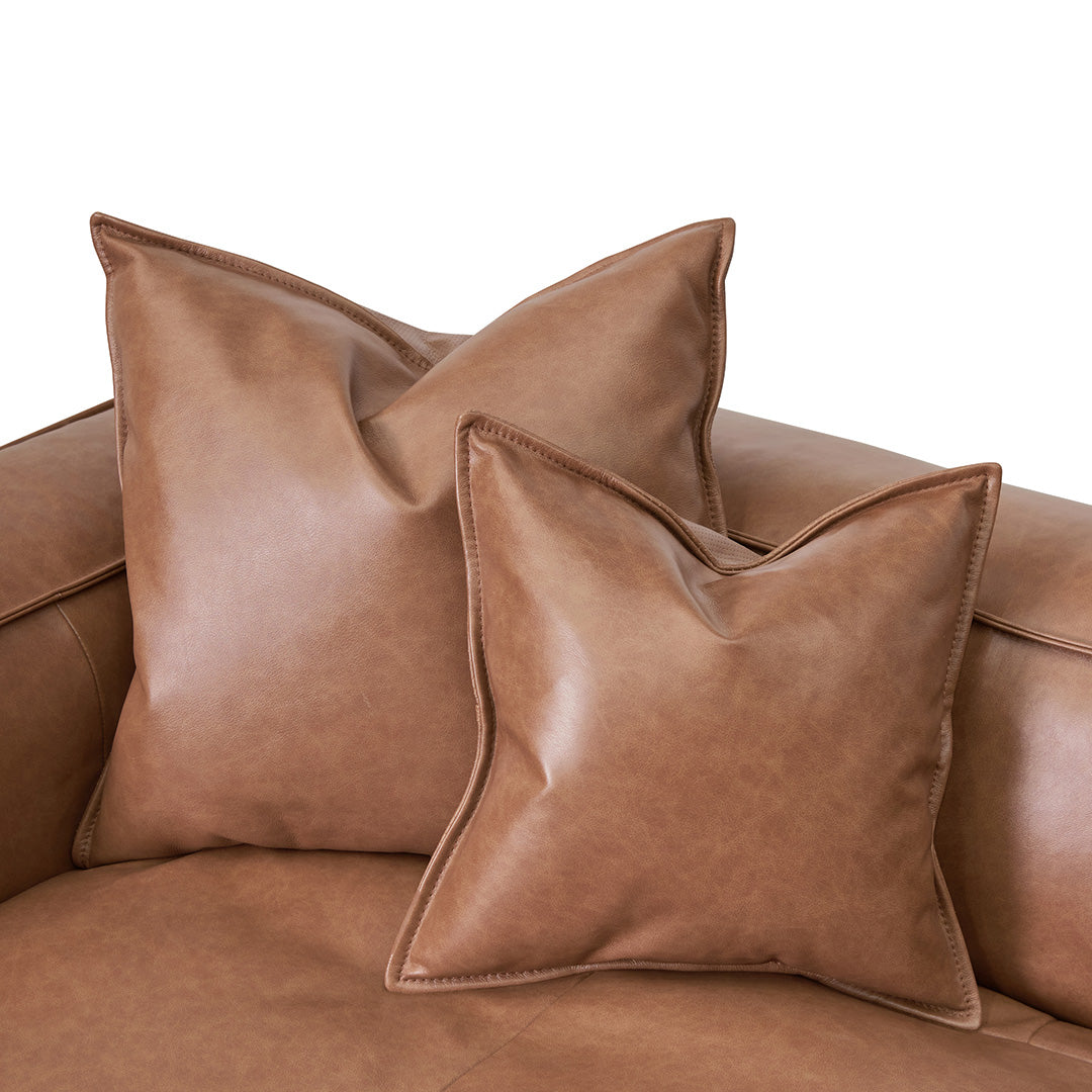 Luxe - 4 Seater Sofa with Cushion and Pillow - Caramel Brown