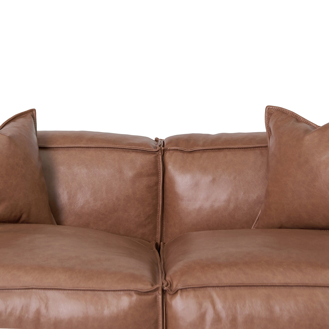 Luxe - 4 Seater Sofa with Cushion and Pillow - Caramel Brown