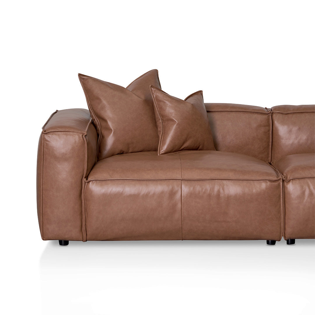 Luxe - 4 Seater Sofa with Cushion and Pillow - Caramel Brown