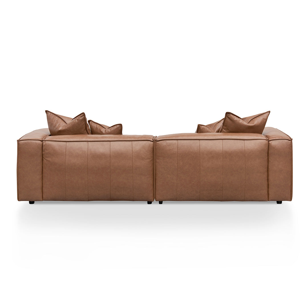 Luxe - 4 Seater Sofa with Cushion and Pillow - Caramel Brown