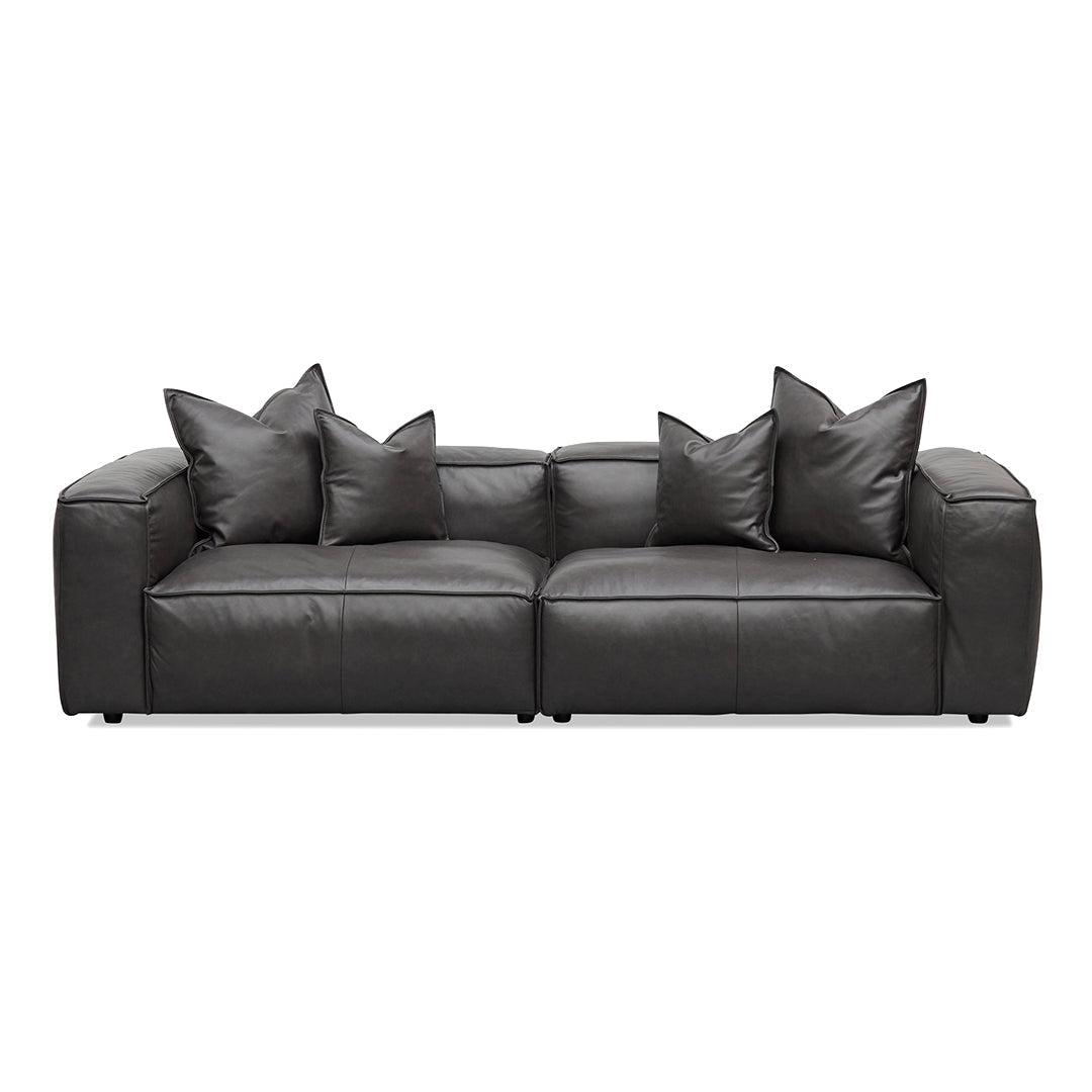 Luxe 4 Seater Sofa with Cushion and Pillow - Shadow Grey Leather
