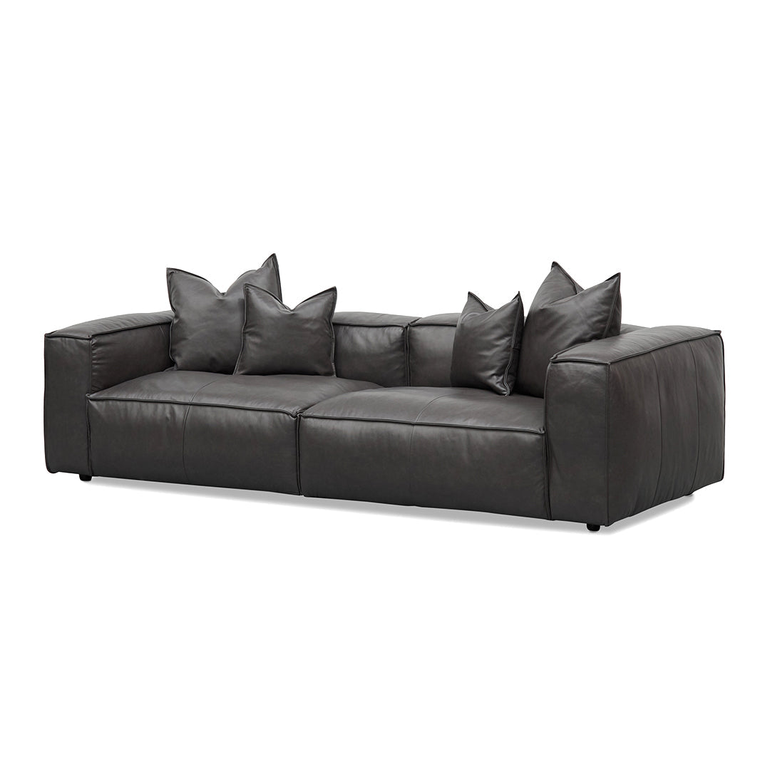 Luxe 4 Seater Sofa with Cushion and Pillow - Shadow Grey Leather