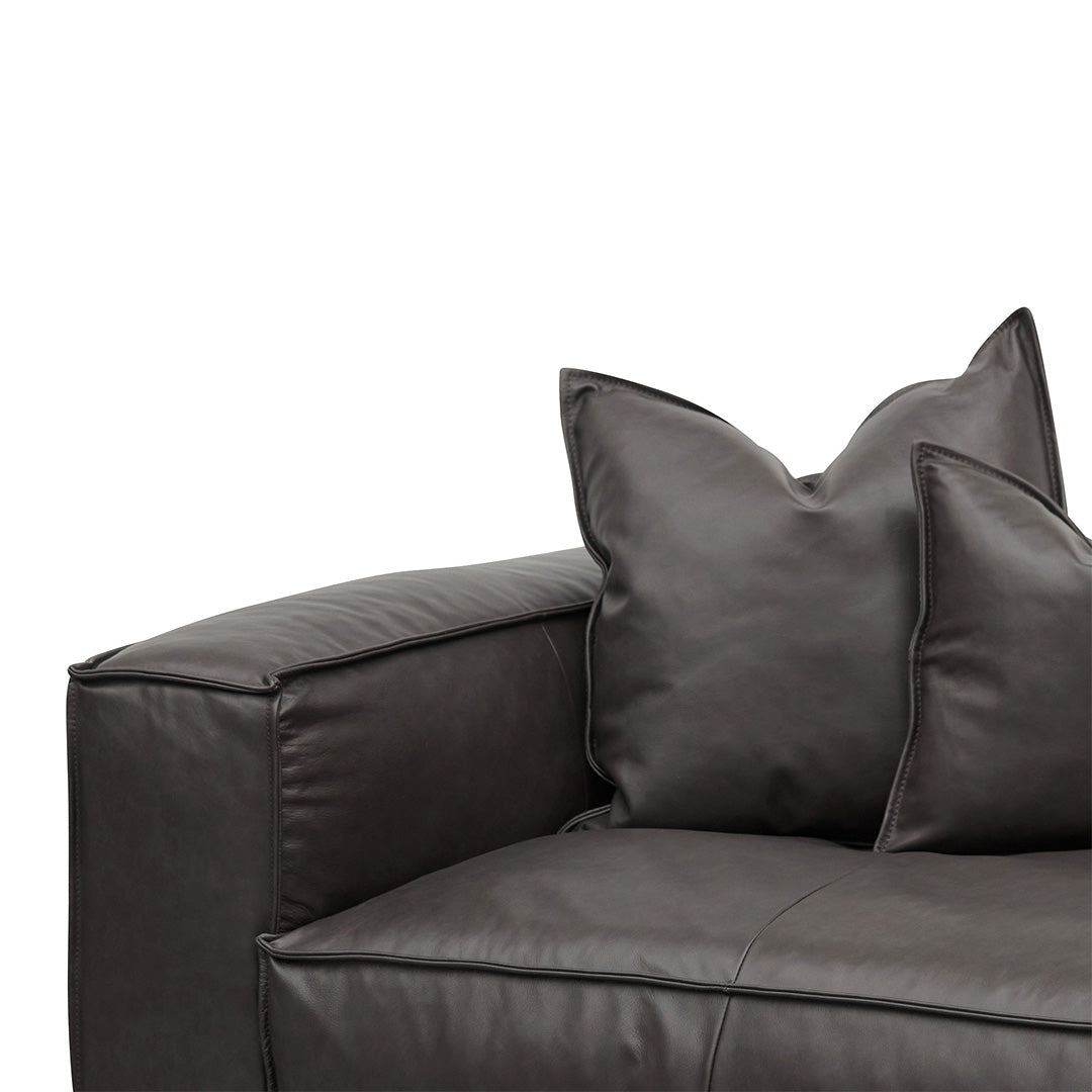 Luxe 4 Seater Sofa with Cushion and Pillow - Shadow Grey Leather