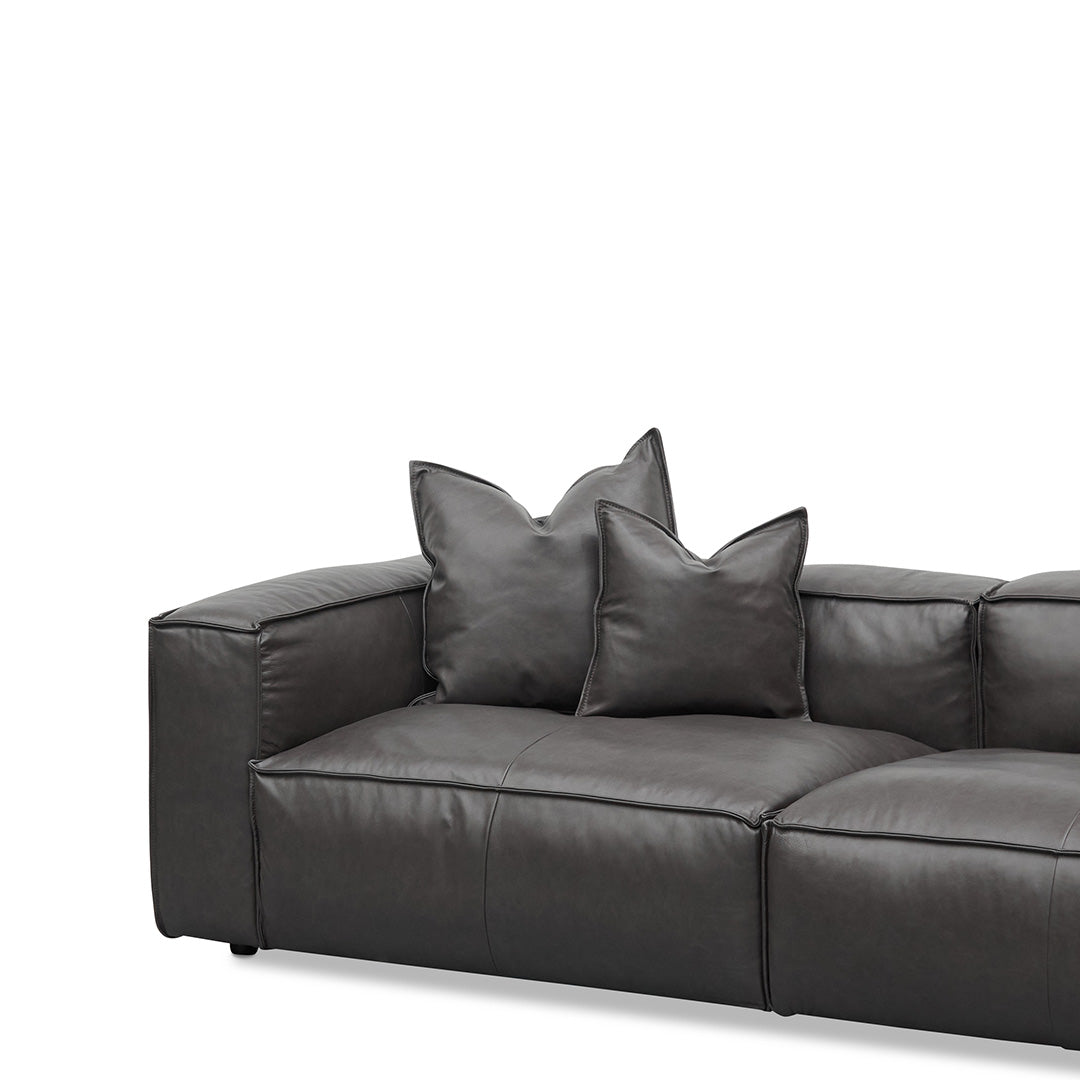 Luxe 4 Seater Sofa with Cushion and Pillow - Shadow Grey Leather