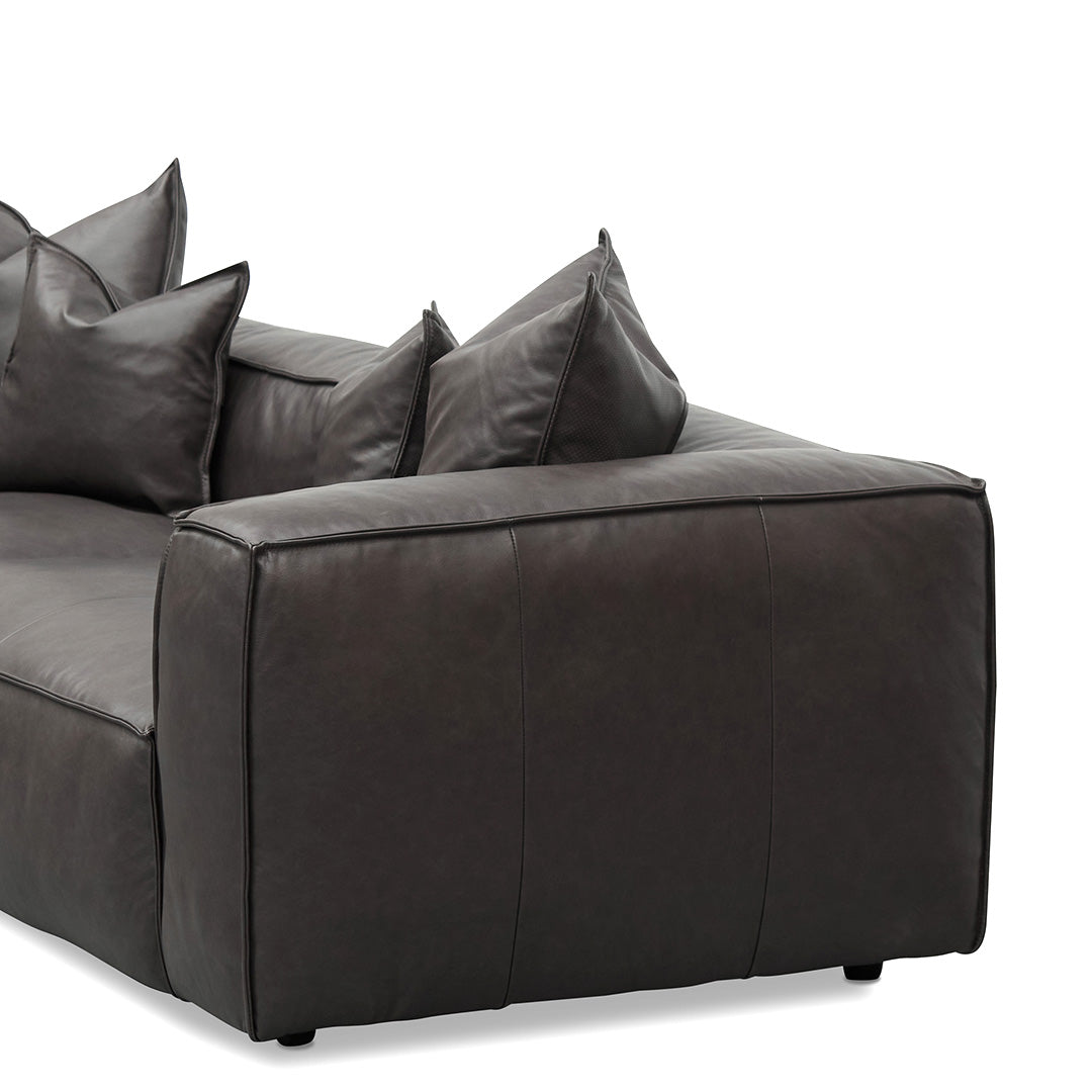Luxe 4 Seater Sofa with Cushion and Pillow - Shadow Grey Leather