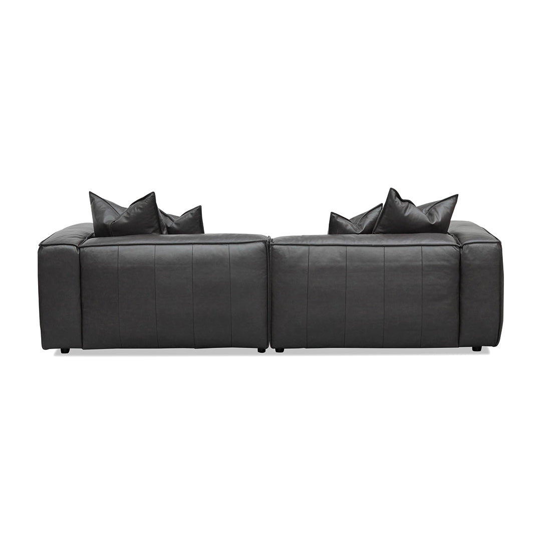 Luxe 4 Seater Sofa with Cushion and Pillow - Shadow Grey Leather