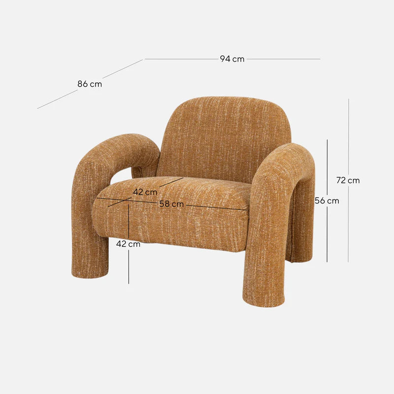 The Kensington Fabric Armchair - Ginger Brown