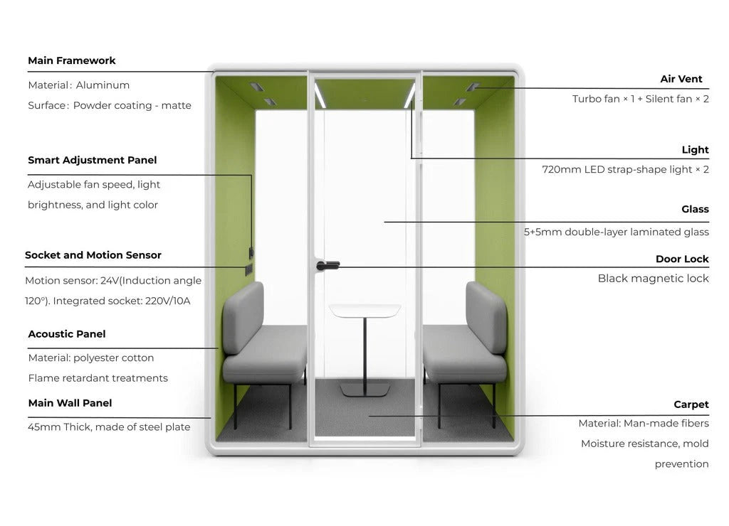 Evolve 2 Person Slim Large Meeting Pod in White by Humble Office
