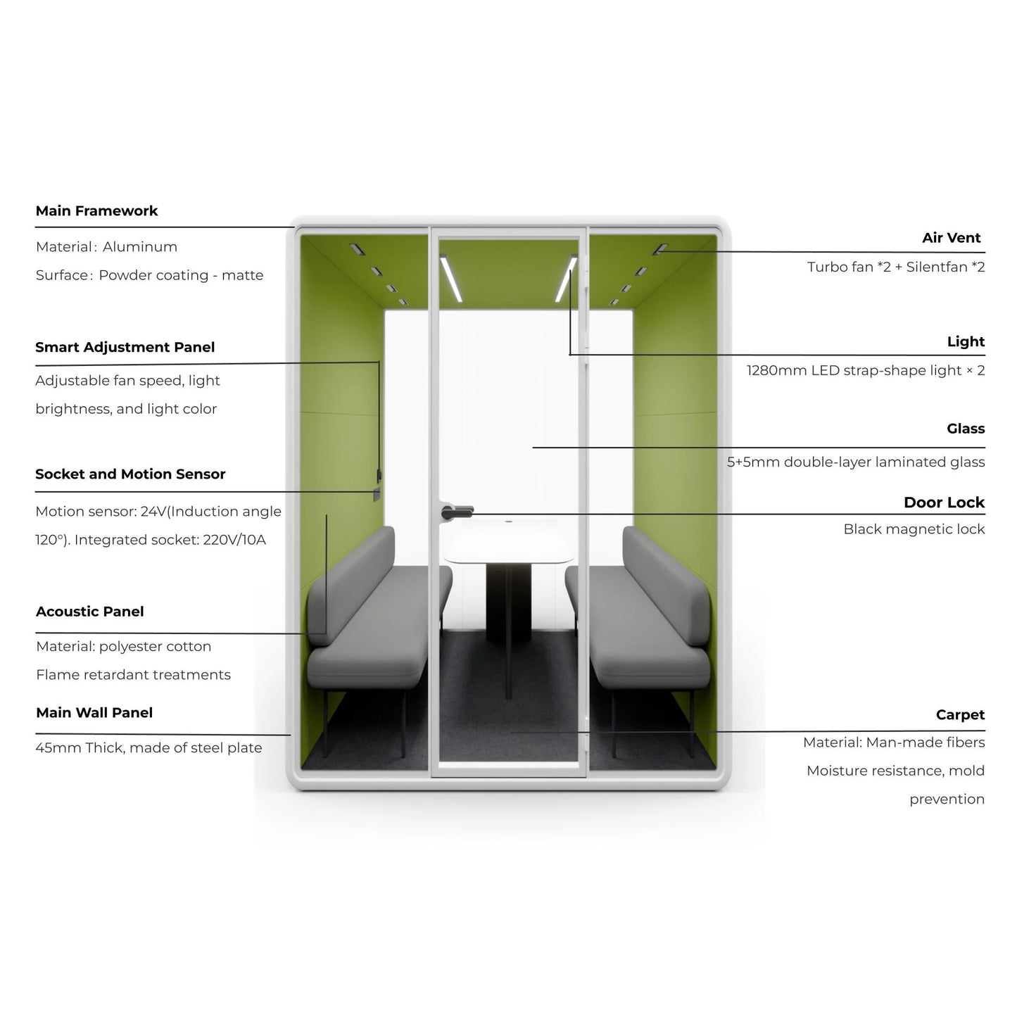 Evolve Large 4 Person Meeting Pod White by Humble Office
