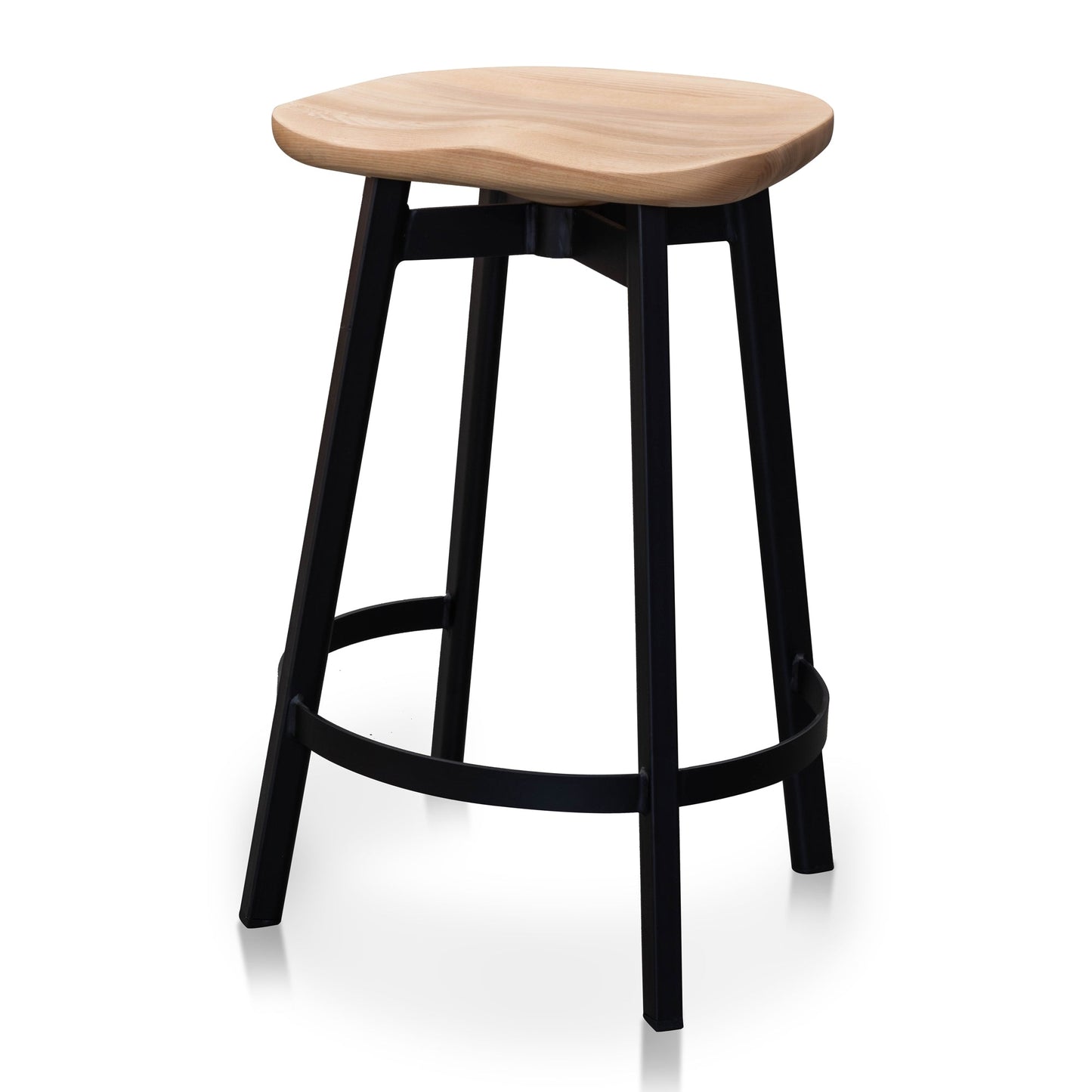 Rowan Bar Stool In Matt Black - Natural
