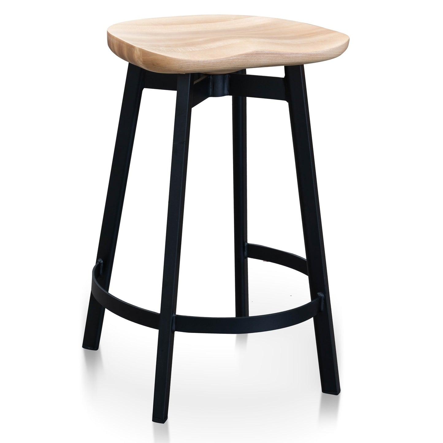 Rowan Bar Stool In Matt Black - Natural