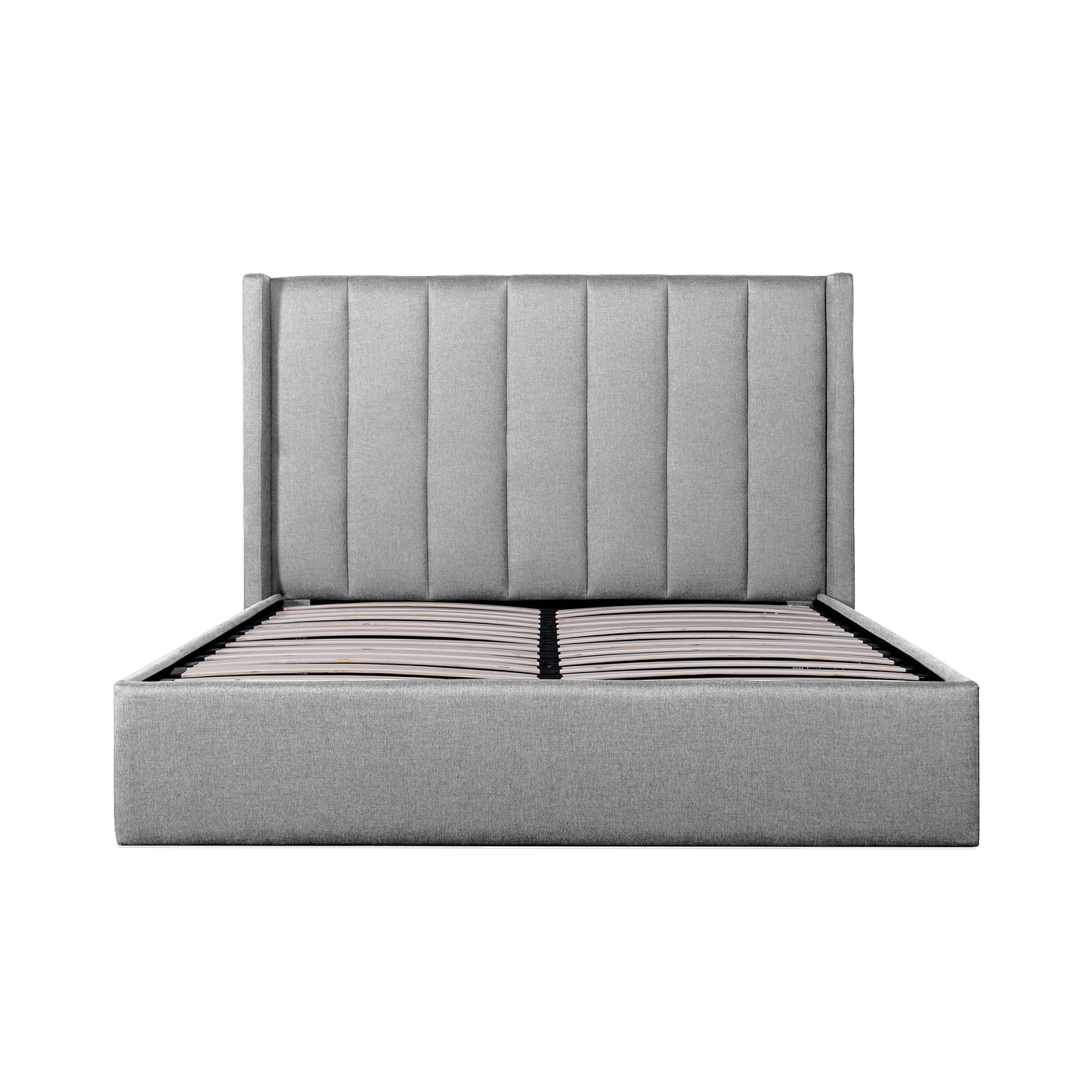 Emerson Fabric King Bed with Storage - Pearl Grey
