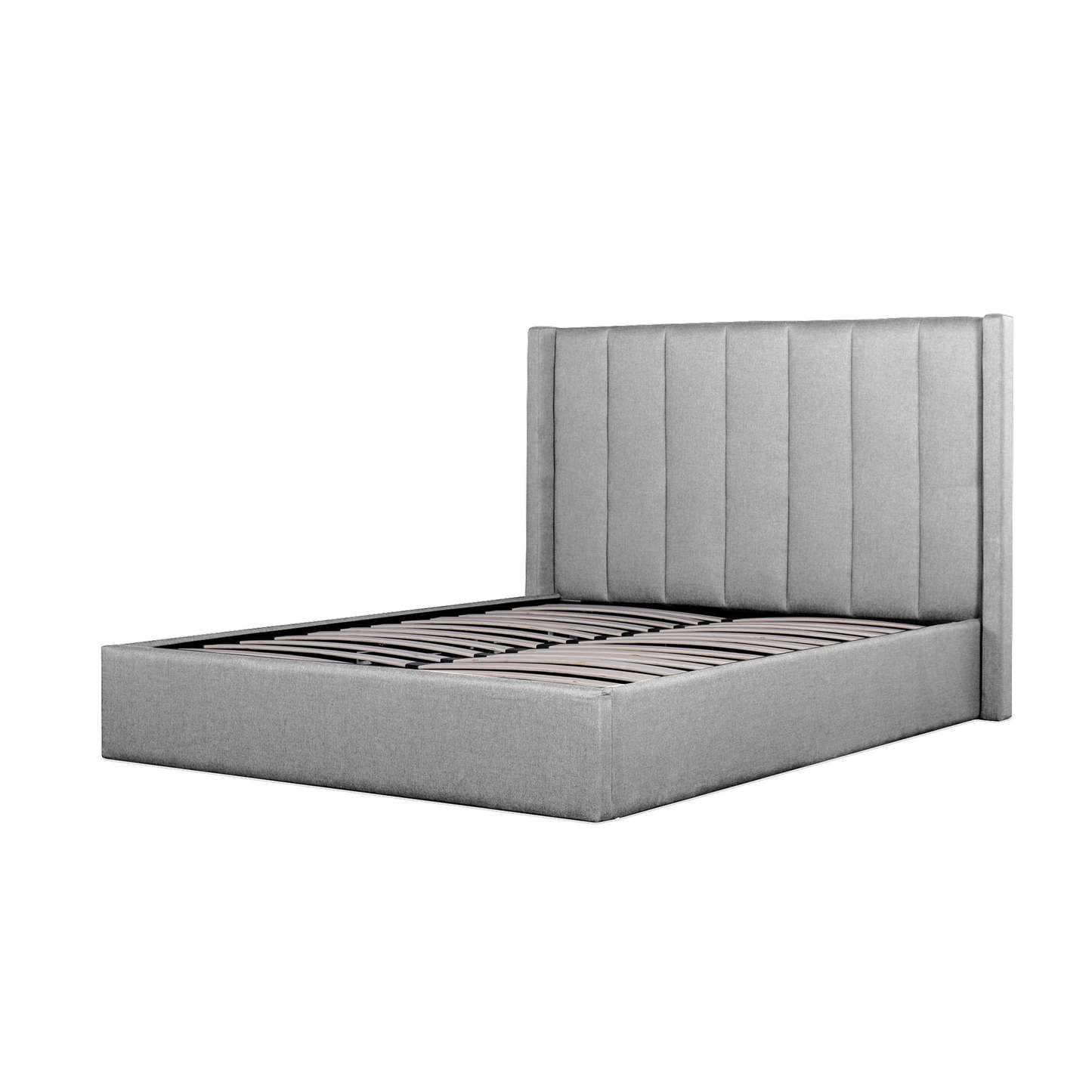 Emerson Fabric Queen Bed with Storage - Pearl Grey