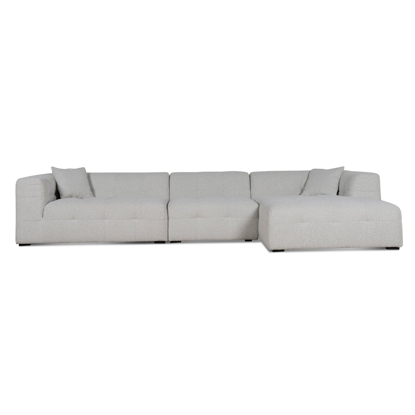 Ella - 4 Seater Right Chaise Sofa - Pearl Boucle