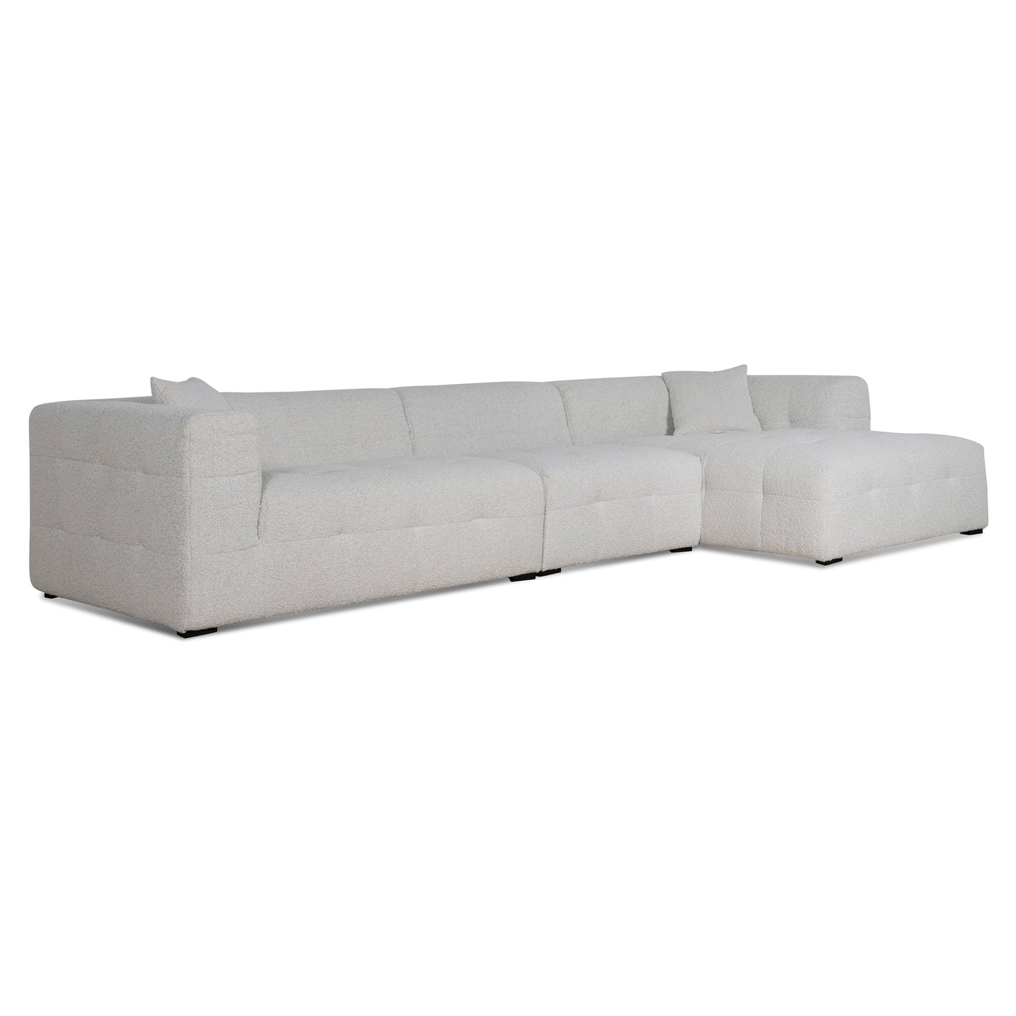 Ella - 4 Seater Right Chaise Sofa - Pearl Boucle